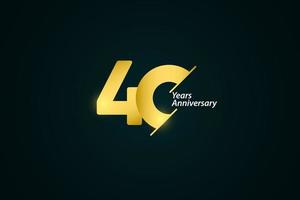 40 anos de comemoração de aniversário de ouro logotipo vetor modelo design ilustração