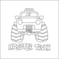 vetor ilustração do monstro caminhão com desenho animado estilo. desenho animado isolado vetor ilustração, criativo vetor infantil Projeto para crianças atividade coloração livro ou página.
