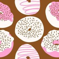 rosquinhas padronizar. vetor ilustração dentro desenho animado plano estilo isolado em chocolate fundo