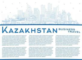 esboço Cazaquistão cidade Horizonte com azul edifícios e cópia de espaço. vetor ilustração. conceito com moderno arquitetura.