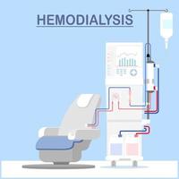 vetor ilustração do diálise máquina e cadeira dentro plano estilo, médico equipamento para rim tratamento