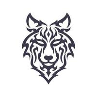 logotipo de cabeça de lobo tribal. desenho de tatuagem. ilustração vetorial de estêncil animal vetor