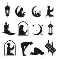 vetor conjunto do Ramadã lâmpadas, Rezar, mesquita
