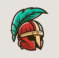 espartano capacete logotipo mascote símbolo vetor ilustração eps 10