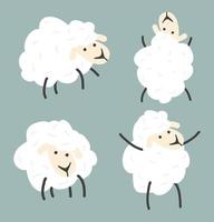 fofa branco pequeno ovelha rabisco conjunto vetor