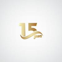 15 anos de comemoração de aniversário elegante logotipo dourado ilustração vetorial modelo de design vetor
