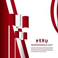 feliz celebração do dia da independência do Peru ilustração de design de modelo de vetor