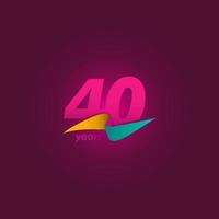 40 anos de comemoração de aniversário de ilustração de design de modelo de fita roxa