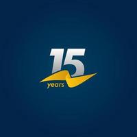 15 anos de celebração de aniversário ilustração de design de modelo vetorial fita branca, azul e amarela