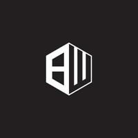 bw logotipo monograma hexágono com Preto fundo negativo espaço estilo vetor