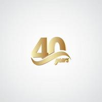 40 anos de comemoração de aniversário elegante logotipo dourado ilustração vetorial modelo vetor