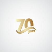 70 anos de comemoração de aniversário elegante logotipo dourado ilustração vetorial modelo vetor