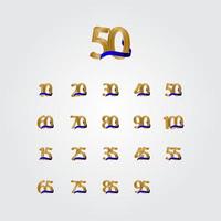 50 anos de comemoração de aniversário número ouro ilustração de design de modelo de vetor