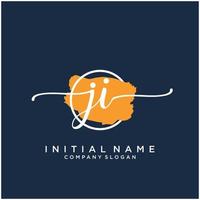 inicial ji feminino logotipo coleções modelo. caligrafia logotipo do inicial assinatura, casamento, moda, joalheria, butique, floral e botânico com criativo modelo para qualquer companhia ou negócios. vetor