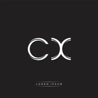 cx inicial carta Dividido minúsculas logotipo moderno monograma modelo isolado em Preto branco vetor