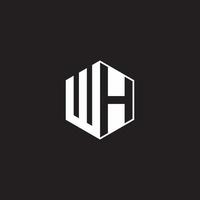 wh logotipo monograma hexágono com Preto fundo negativo espaço estilo vetor