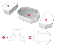 caixa de formato hexagonal com molde de 2 tampas cortadas vetor