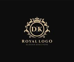 inicial dk carta luxuoso marca logotipo modelo, para restaurante, realeza, butique, cafeteria, hotel, heráldico, joia, moda e de outros vetor ilustração.