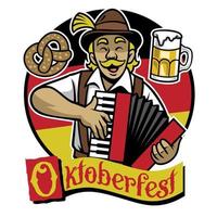 bávaro homem a comemorar oktoberfest com jogando a acordeão vetor