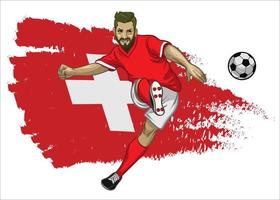 Suíça futebol jogador com bandeira Como uma fundo vetor