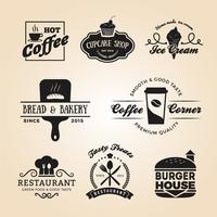 Conjunto de logotipo de emblemas de comida e bebida vetor