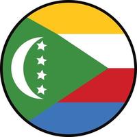 bandeira do Comores dentro círculo. Comores volta país bandeira. circular comoriano nacional bandeira. União do a Comores círculo forma botão bandeira. plano estilo. vetor