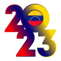 feliz Novo ano 2023 bandeira com Venezuela bandeira dentro. vetor ilustração.
