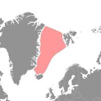 Groenlândia mar em a mundo mapa. vetor ilustração.