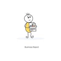 personagem de desenho animado mostrando relatório de negócios vetor