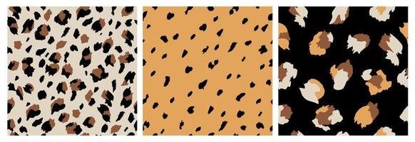 conjunto do abstrato leopardo pele desatado padrões. animal imprimir. geométrico folclore enfeite para social meios de comunicação bandeira, cobrir, papel de parede. vetor ilustração.