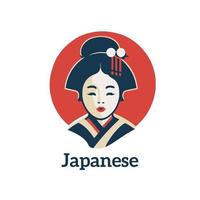 japonês mulher vetor logotipo Projeto modelo. gueixa ilustração.