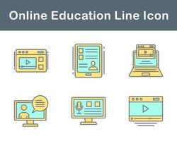 conjunto de ícones vetoriais de educação online vetor