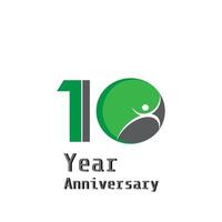 10 anos de celebração de aniversário ilustração de design de modelo vetorial cor verde vetor