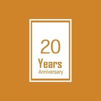 20 anos de comemoração de aniversário ilustração de design de modelo de vetor de cor laranja