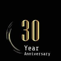 Celebração de aniversário de 30 anos ouro preto cor de fundo vector modelo design ilustração