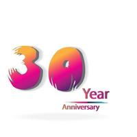 Celebração de aniversário de 30 anos ilustração de design de modelo vetorial de cor roxa vetor