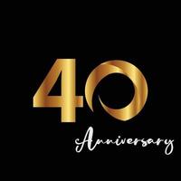 Celebração de aniversário de 40 anos ouro preto cor de fundo vector modelo design ilustração