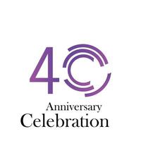 Celebração de aniversário de 40 anos ilustração de design de modelo vetorial cor roxa vetor