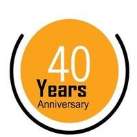 Celebração de aniversário de 40 anos ilustração de design de modelo de vetor de cor amarela