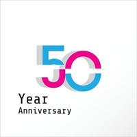 Celebração de aniversário de 50 anos rosa azul ilustração vetorial de design de modelo vetor