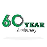 Celebração de aniversário de 60 anos ilustração de design de modelo de vetor de cor verde