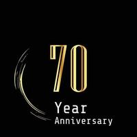 70 anos de comemoração de aniversário ouro preto cor de fundo vetor modelo design ilustração