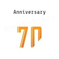 70 anos de comemoração de aniversário de cor laranja ilustração de design de modelo vetorial vetor