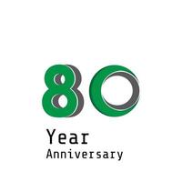Celebração de aniversário de 80 anos ilustração de design de modelo de vetor de cor verde