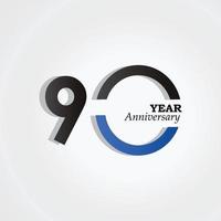 Celebração de aniversário de 90 anos ilustração de design de modelo vetorial preto e azul vetor