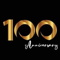100 anos de celebração de aniversário ouro preto cor de fundo vetor modelo design ilustração