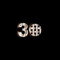 30 anos de comemoração de aniversário elegante número preto ilustração de design de modelo vetorial vetor