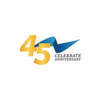 45 anos de comemoração de aniversário de ilustração de design de modelo de fita elegante vetor