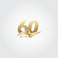 60 anos de comemoração de aniversário de ilustração de design de modelo de fita de ouro vetor