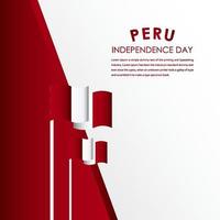 feliz celebração do dia da independência do Peru ilustração de design de modelo de vetor